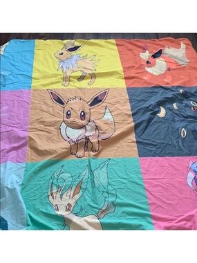 Pokemon Eevee & Evolutions Colorblock Duvet Cover Yellow, Teal, Pink, Blue